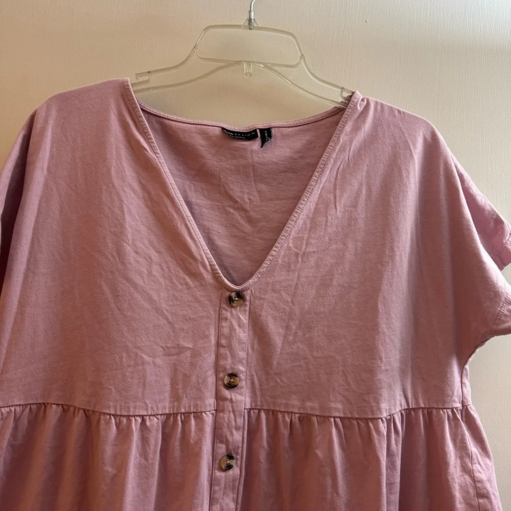 ASOS button through mini smock dress with pockets rose pink NWOT size 4